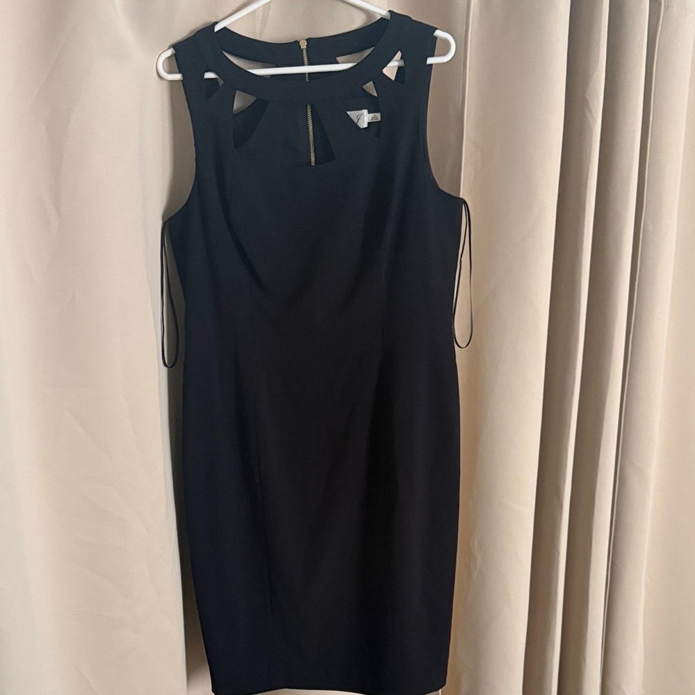 Eliza J Black Sleeveless Midi Sheath Dress with Cutout Detail